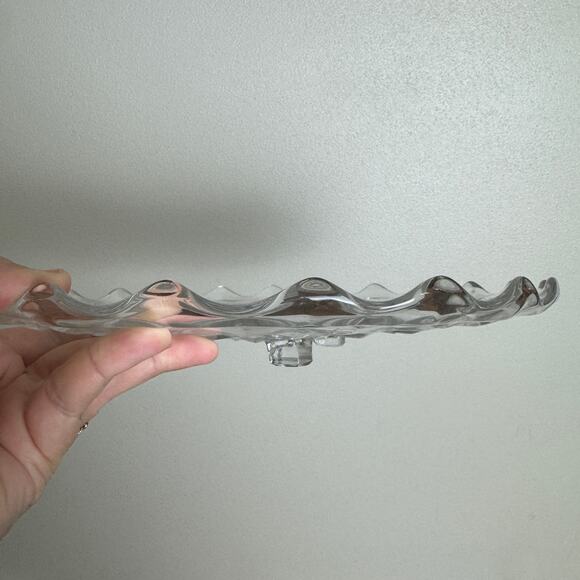 Fostoria Crystal Clear Glass Cubist Footed 12 Inch Cake Plate Serving Platter - Picture 3 of 5